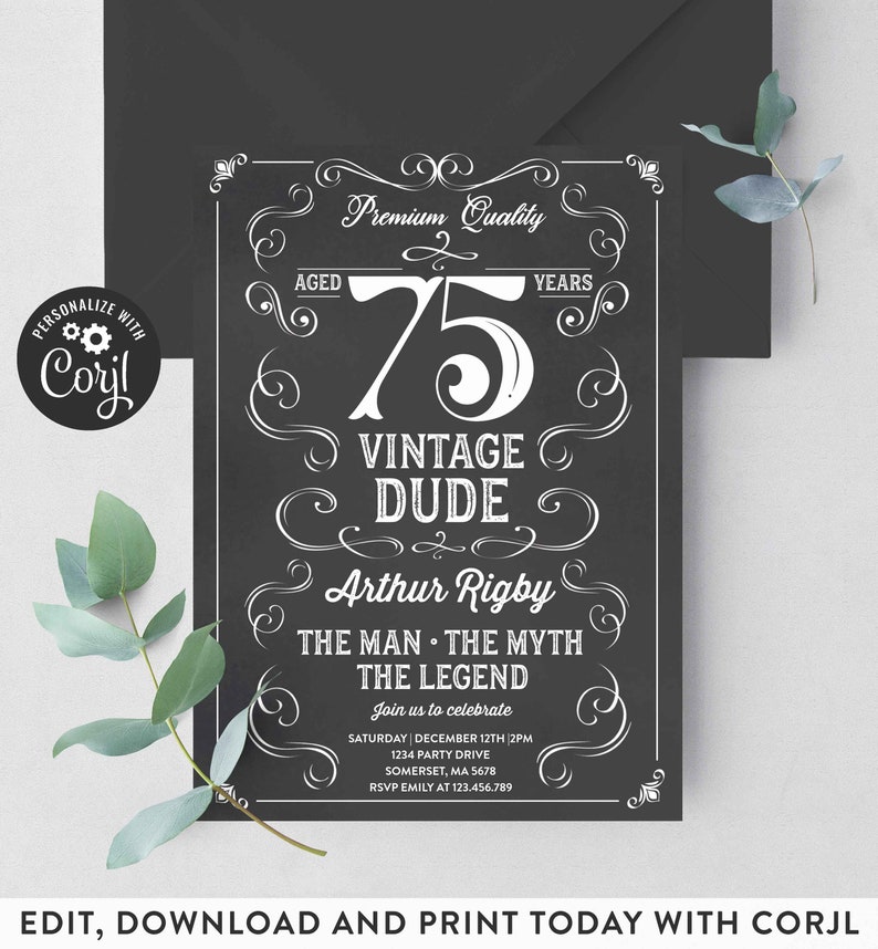 The Man The Myth The Legend Birthday Invitation Vintage Man image 1