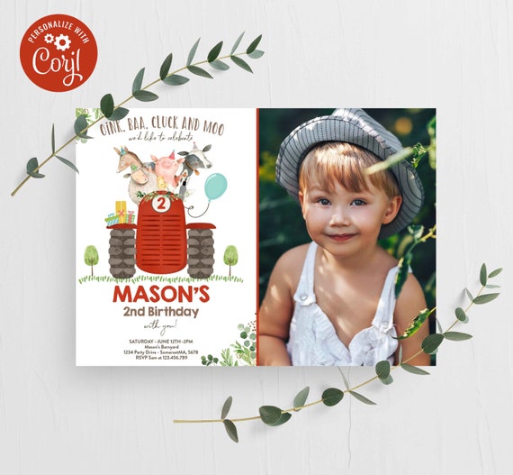 Editable Farm Birthday Invitation Boy Farm Animals Birthday Invitation Boy Barnyard Birthday Party Petting Zoo Party Instant Download BY Il_570xn