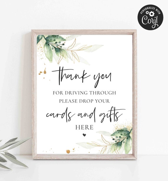Drive By Baby Shower Cards And Gifts Sign Greenery Baby Shower Drive Through Gift Drop Off Sign Quarantine Social Distancing Baby Shower BG Il_570xn