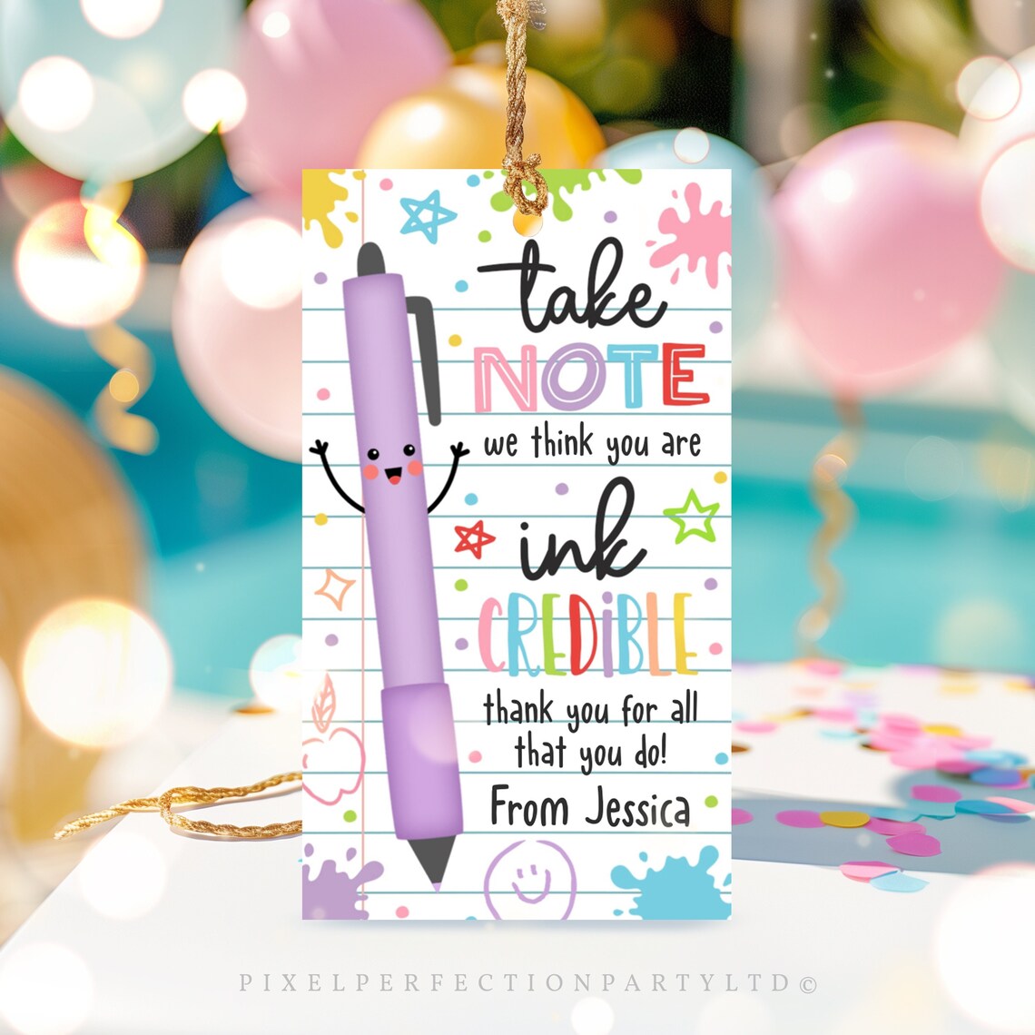 Teacher Appreciation Gift Tag Take Note Inkcredible Teacher Marker Pen ...
