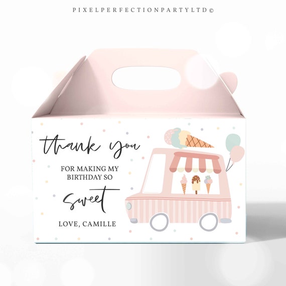 Editable Ice Cream Truck Birthday Party Gable Box Labels Here's The Scoop Ice Cream Birthday Party Sweet Ice Cream Party Instant Download YL Il_570xn