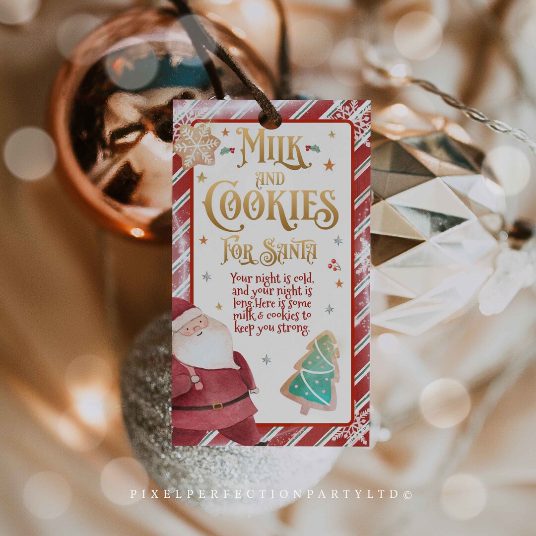 EDITABLE Milk and Cookie for Santa Claus Tag Cookies for Santa Tag Milk