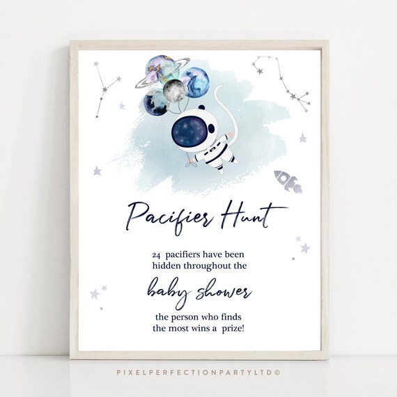 Outer Space Pacifier Hunt Baby Shower Sign Pacifier Hunt Game | Etsy