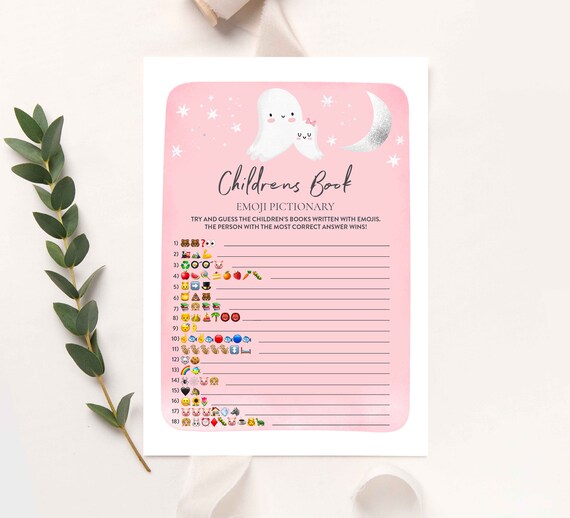 Little Boo Childrens Book Emoji Game Pink Ghost Baby Childrens Book Emoji Game Halloween Pink Ghost Baby Shower Games Instant download B9 Il_570xn