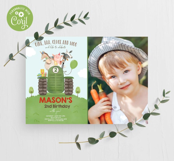Editable Farm Birthday Invitation Boy Farm Animals Birthday Invitation Boy Barnyard Birthday Party Petting Zoo Party Instant Download BY Il_570xn