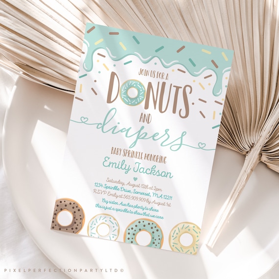 Editable Donuts And Diapers Baby Sprinkle Donut Baby Sprinkle Donut Baby Shower Editable Donut Sprinkle Instant Download File Corjl SD Il_570xn
