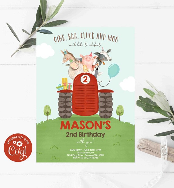 Editable Farm Birthday Invitation Boy Farm Animals Birthday Invitation Boy Barnyard Birthday Party Petting Zoo Party Instant Download BY Il_570xn
