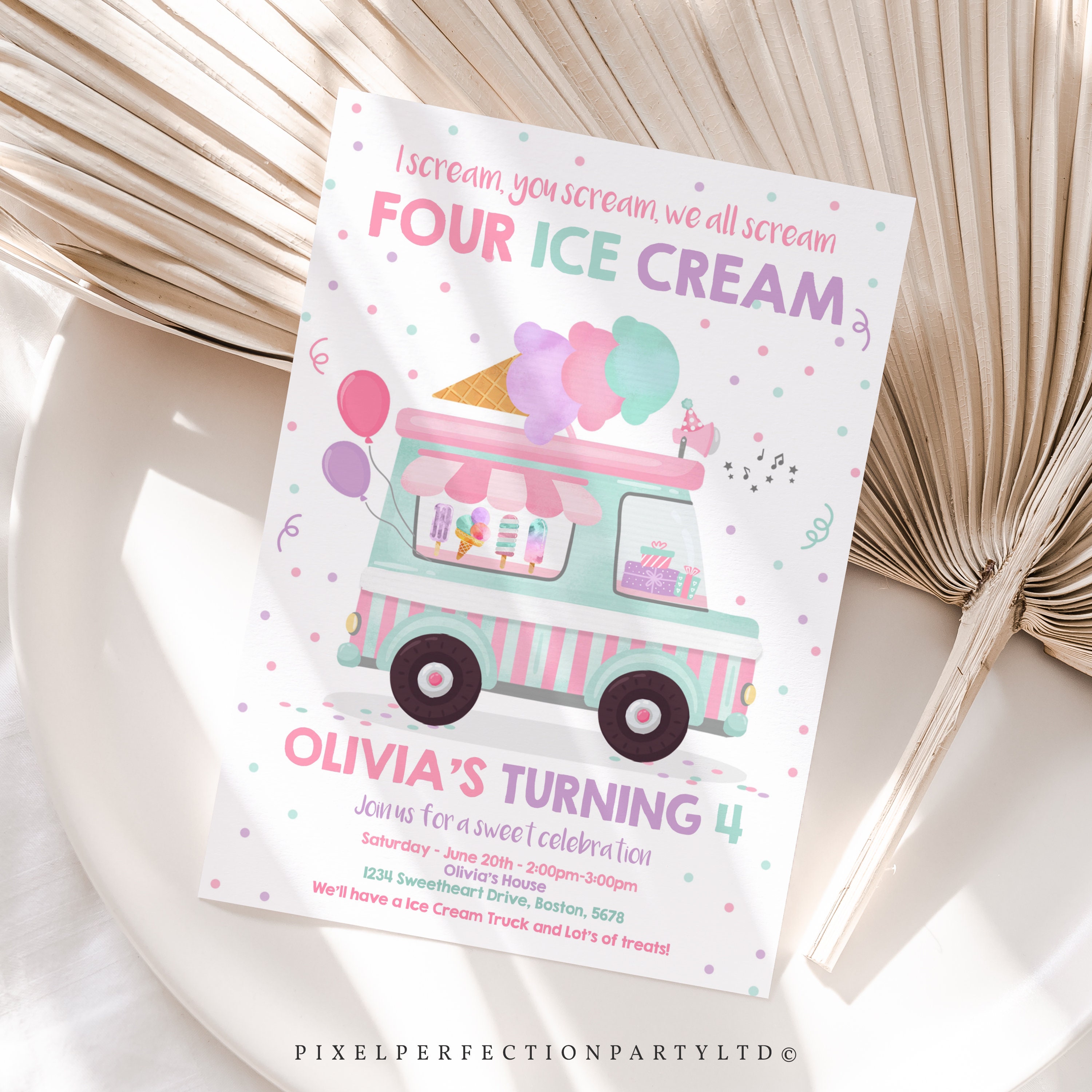 Editable Ice Cream Truck Birthday Invitation I scream You -  Portugal