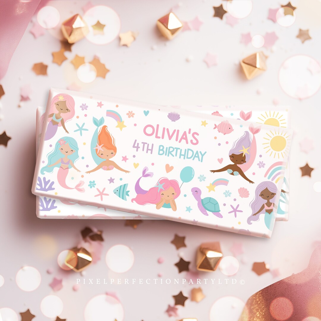 Editable Mermaid Birthday Party Candy Bar Label Oneder the Sea Two the ...