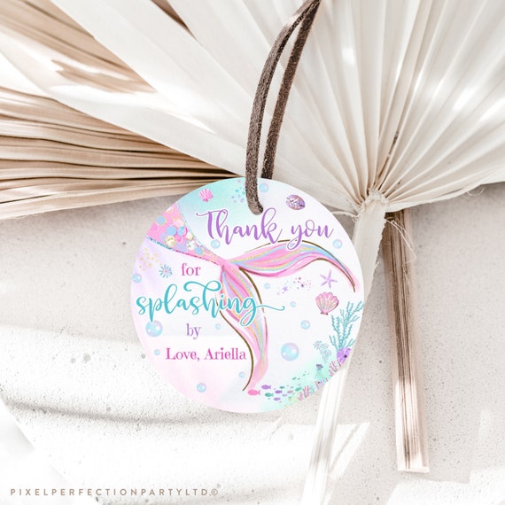 Editable Mermaid Birthday Favor Tag Mermaid Gift Tag Whimsical Mermaid ...