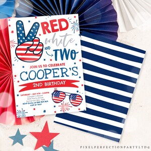 Editable 4th of July Birthday Invitation 4th of July Red White and Two ...