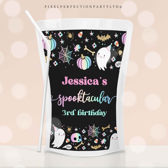 Editable Halloween Pastel Ghost Capri Sun Labels Spooktacular Halloween