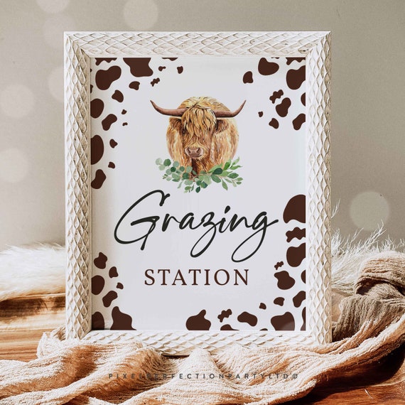 Grazing Station Birthday Party Sign Holy Cow I'm One Etsy