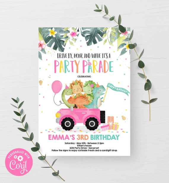 Editable Drive By Birthday Parade Invitation Dinosaur Drive Through Birthday Party Invitation Quarantine Social Distancing Party Instant PD Il_570xn