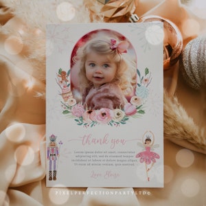 Editable Nutcracker Thank You Card Nutcracker Land Of Sweet Sugar Plum Fairy Birthday Party Photo Thank You Card Instant Download KH