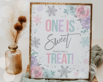 Winter ONEderland Table Sign Winter ONEderland Party Sign One Is Sweet Take A Treat Sign Winter ONEderland Party Sign Instant Download WO1