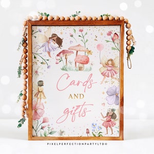 Fairy Birthday Party Karten und Geschenke Tisch Zeichen Skurril verzaubert magische Blumen Fee Prinzessin Party Dekorationen Instant Download SF