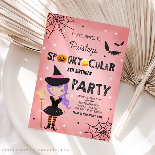 EDITABLE Invitation Little Witch Halloween Birthday Party Etsy