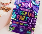 Editable Laser Tag Birthday Party Invitation Neon Glow Laser Tag Birthday Party Neon Glow Laser Quasar Birthday Party Instant Download C3 Il_170x135