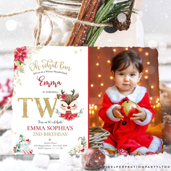Editable Reindeer Winter Wonderland Birthday Invitation Reindeer Christmas 2nd Birthday Invite Christmas 2nd Birthday Instant Download RD5 Il_570xn