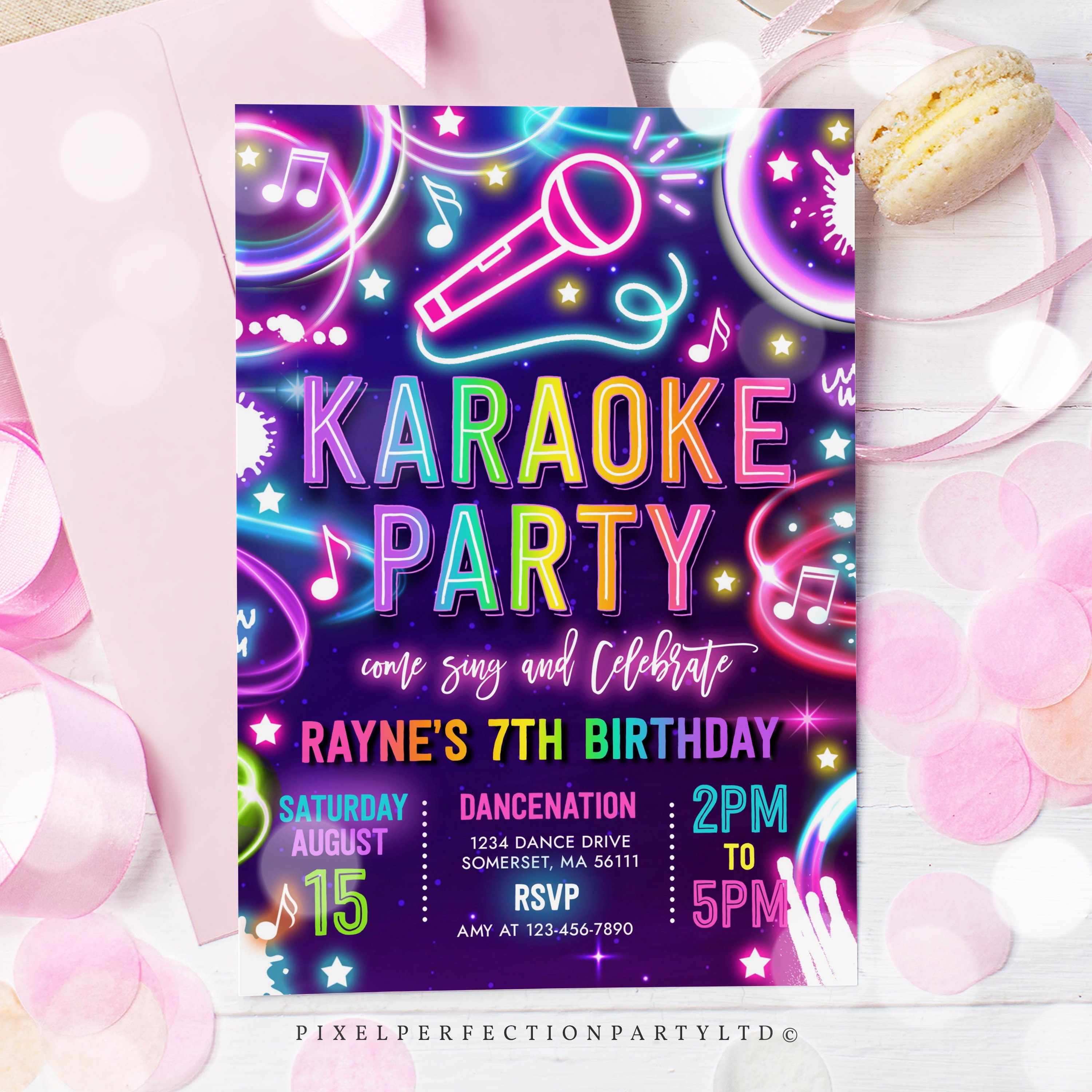 Editable Karaoke Birthday Party Invitation Neon Glow Karaoke - Etsy