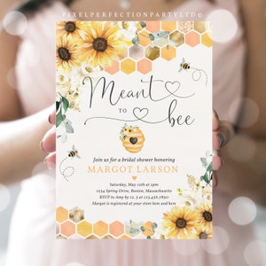 Editable Sunflower Bee Bridal Shower Invitation Sunflower Meant To Bee Bridal Shower Bride To Bee Shower Summer Bee Bridal Instant File BQ