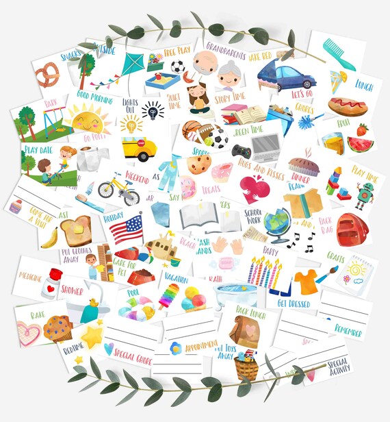 Visual Schedule Kids Daily Routine Chart Toddler Routine Chart Morning Afternoon Evening Routine Homeschool Pre-K 60 Cards Instant Download Il_570xn