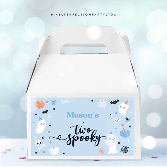 Editable Blue Halloween Gable Box Labels Blue Ghost Two Spooky Treat ...