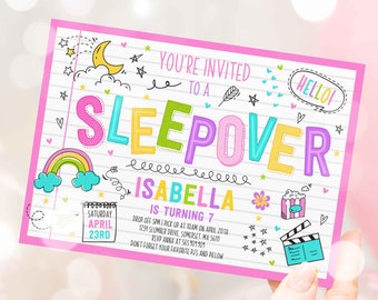 Sleepover Invitation Slumber Party Invitation Sleepover Birthday Invitation Pajama Party Sleepover Party Instant Editable File Corjl N7