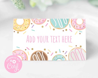 Donut Food Labels Donut Baby Shower Party Buffet Food Tent Card Editable Labels Food Or Place Cards Donut Party Decor Instant Download E2