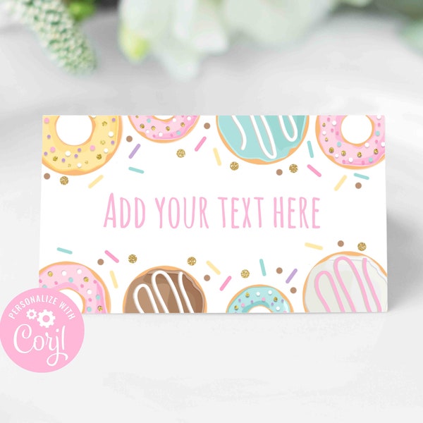 Donut Food Labels Donut Baby Shower Party Buffet Food Tent Card Editable Labels Food Or Place Cards Donut Party Decor Instant Download E2