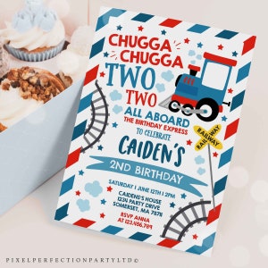 Editable Chugga Chugga Two Two Train Birthday Party Invitation Chugga Chugga Choo Choo Party Two Two Train Party Invite Instant Download TC