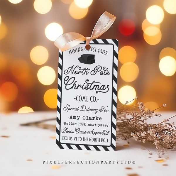 EDITABLE Christmas Coal Gift Tag Lump of Coal From The North Pole Tag Christmas Coal Company Tag Christmas Coal Cookie Instant Download LE