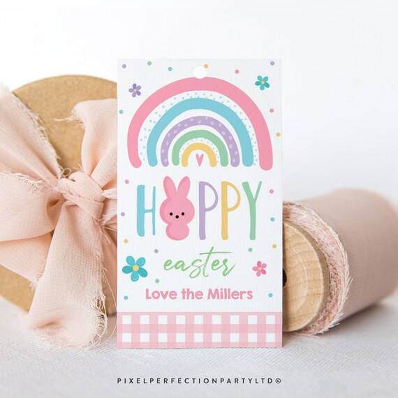 Editable Easter Gift Tag Easter Rainbow Tag Easter Treat Candy
