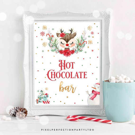 Reindeer Winter ONEderland Birthday Table Sign Hot Chocolate Bar Sign Girl Christmas Reindeer 1st Birthday Party Sign Instant Download RD5 Il_570xn