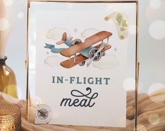 機内食 飛行機 誕生日パーティー サイン ヴィンテージ 旅行 飛行機 誕生日 飛行機 1歳の誕生日パーティー デコレーション 即時ダウンロード 96Y