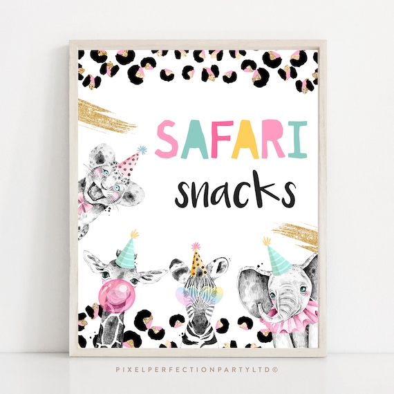 Safari Snacks Birthday Sign Party Food Sign Wild One Party Decor Safari ...