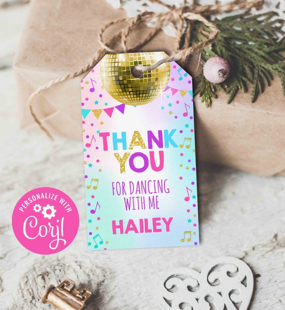 Dance Party Favor Tag Disco Party Gift Tag Glow Dance Party Neon Glow Dance Party Disco Party Thank You Tag Instant Editable Corjl File L8 Il_570xn