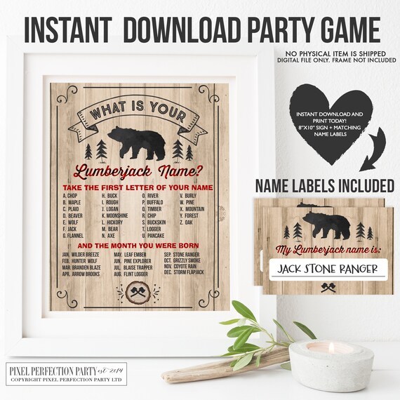 What's Your Lumberjack Name Game Lumberjack Party Game Lumberjack Game Lumberjack Birthday Party Game Pirate Party Games Instant Download 6E Il_570xn