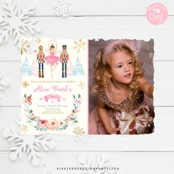 Editable Nutcracker Birthday Invitation Sugar Plum Fairy Birthday Invitation Nutcracker Ballet Christmas Party Instant Download Editable NC Il_570xn