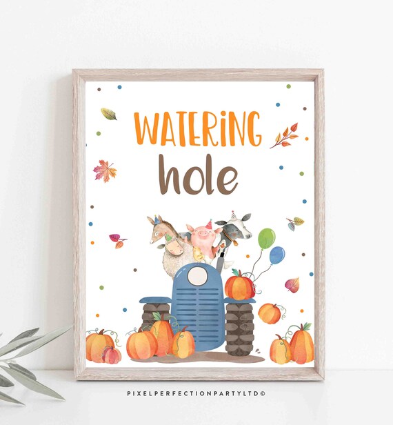 Pumpkin Farm Watering Hole Party Sign Pumpkin 1st Birthday Party Pumpkin Farm 1st Birthday Party Fall Tractor Party Instant Download OI Il_570xn