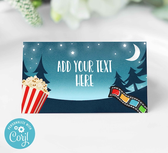 Buffet Cards Template Food Place Cards Digital Movie Night Food Tent Cards Template Food Labels Printable Food Tent Card Template