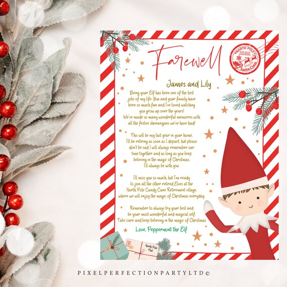 EDITABLE Elf Retirement Letter Goodbye Elf Leaving Letter Goodbye ...