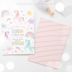 Editable Unicorn Birthday Invitation Magical Pastel Rainbow Unicorn Birthday Party Whimsical Fairytale Unicorn Party Instant Download UY6 image 5