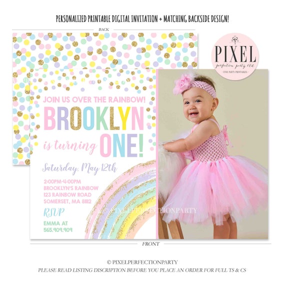 Rainbow Birthday Invitation Over The Rainbow Invitation Over The Rainbow 1st Birthday Invitation Pastel Rainbow Party Rainbow Party 2S Il_570xn