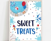 Baseball Pool Party Sweet Treats Table Sign Summer Pool Party Snacks Sign BBQ Baseball Pool Birthday Party Decor Instant Download HS Il_170x135