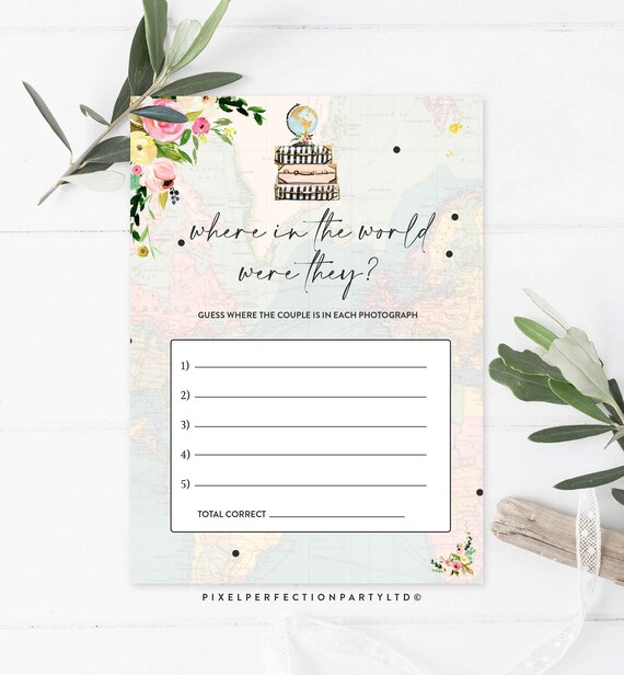 Travel Where in the World Were They Bridal Shower Game Where in the World Were They Traveling From Miss To Mrs Game Instant Download MM Il_570xn