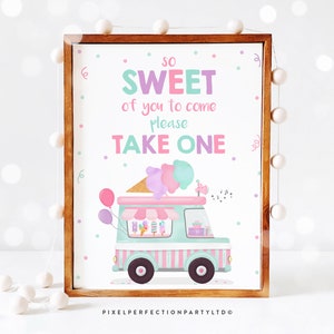 Ice Cream Truck Birthday Party Table Sign Ice Cream Van Party Sign Ice Cream Favor Treat Sign Ice Cream Theme Birthday Party Table Sign YU