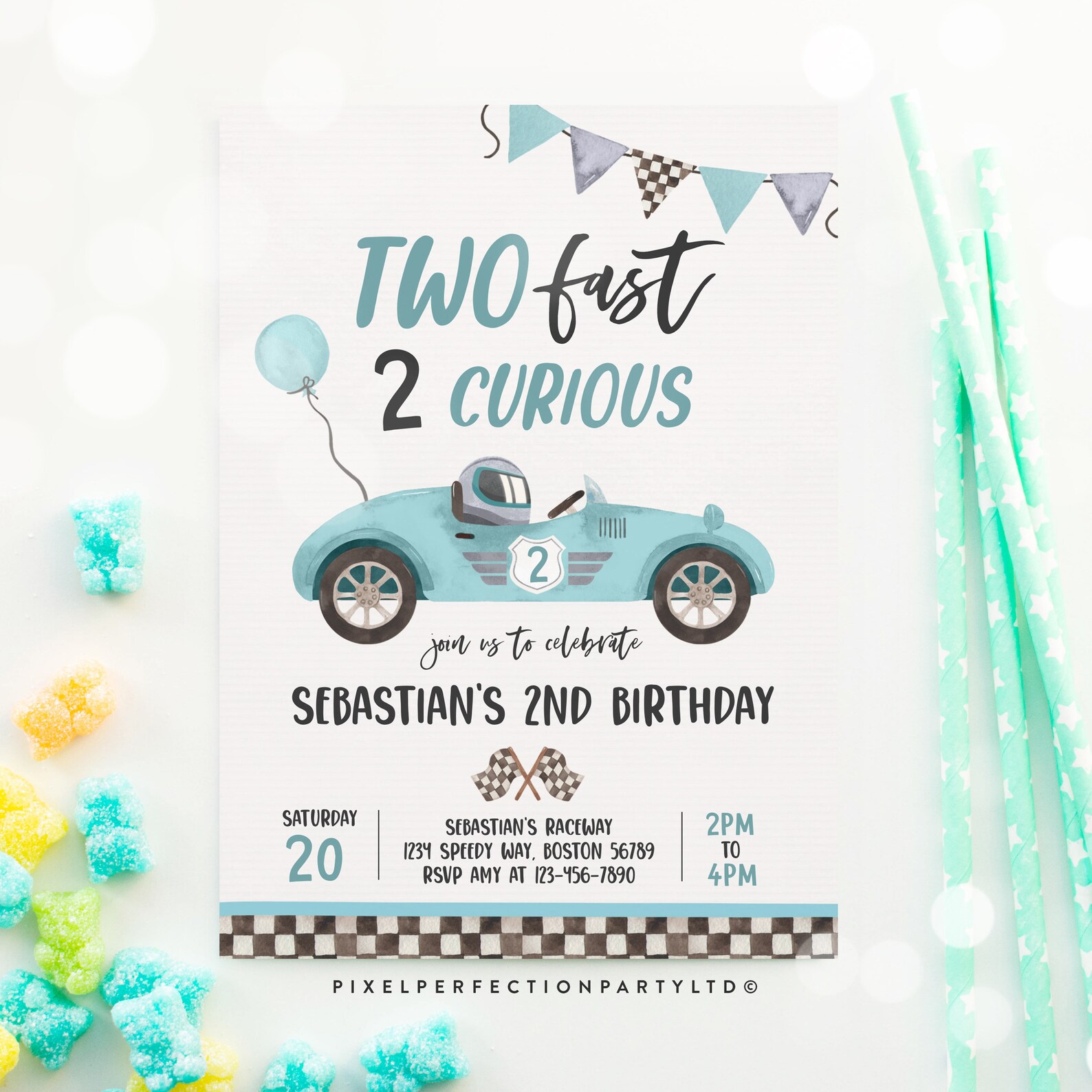 Editable Two Fast Birthday Invitation Two Fast Boy Race Car - Etsy