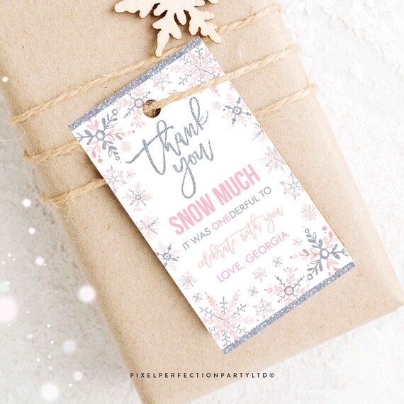 Winter ONEderland Favor Tags Winter ONEderland Pink and Silver Snowflake Winter Gift Tags ONEderland Party Instant Download Editable H0 Il_570xn